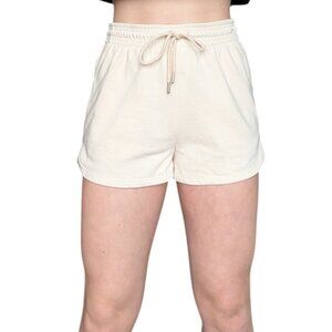 H&M Light Beige Sweatshorts with Adjustable Waist Tie Women Medium